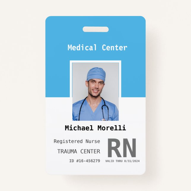 Badge ID photo de l'employé de l'hôpital personnalisé (Devant)