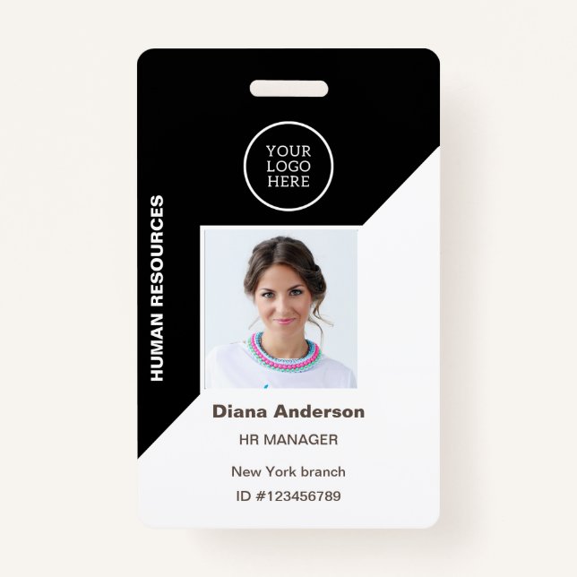 Badge ID photo de l'employé logo de l'entreprise Black S (Devant)