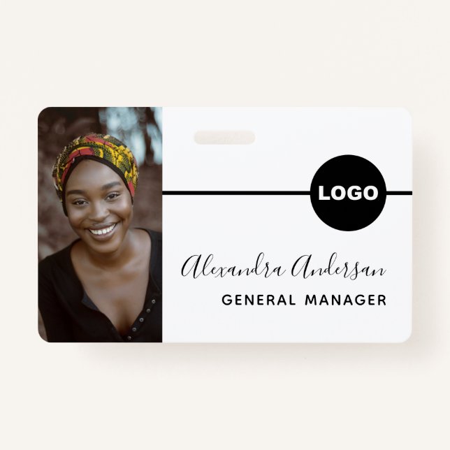 Badge ID photo de l'employé Logo de l'entreprise Code QR (Devant)