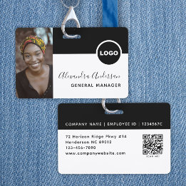 Badge ID photo de l'employé Logo de l'entreprise Code QR