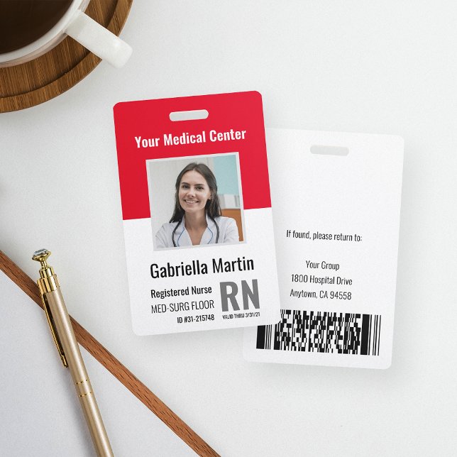 Badge ID photo de l'employé Médicale personnalisé (Créateur téléchargé)