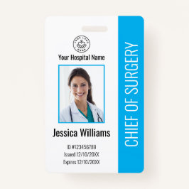 Badge ID photo de l'employé Médicale personnalisé bleu