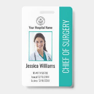 Badge ID photo de l'employé Médicale personnalisé Turquo