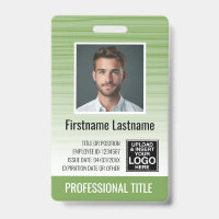 ID photo de l'employé - rayures modernes, logo, co