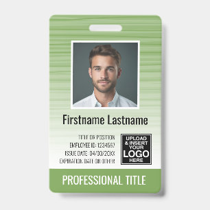Badge ID photo de l'employé - rayures modernes, logo, co