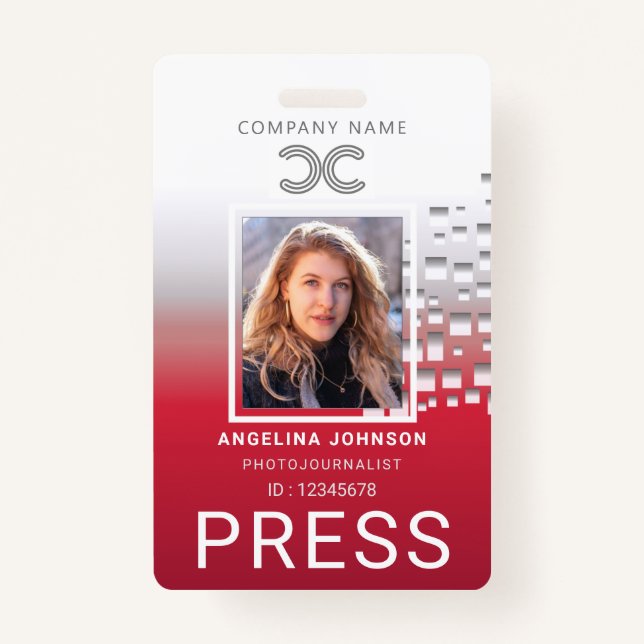Badge ID photo de l'identification de la presse (Devant)