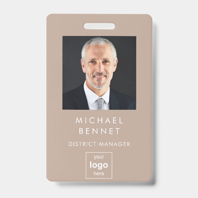 Badge ID photo d'entreprise moderne Brown (Front)