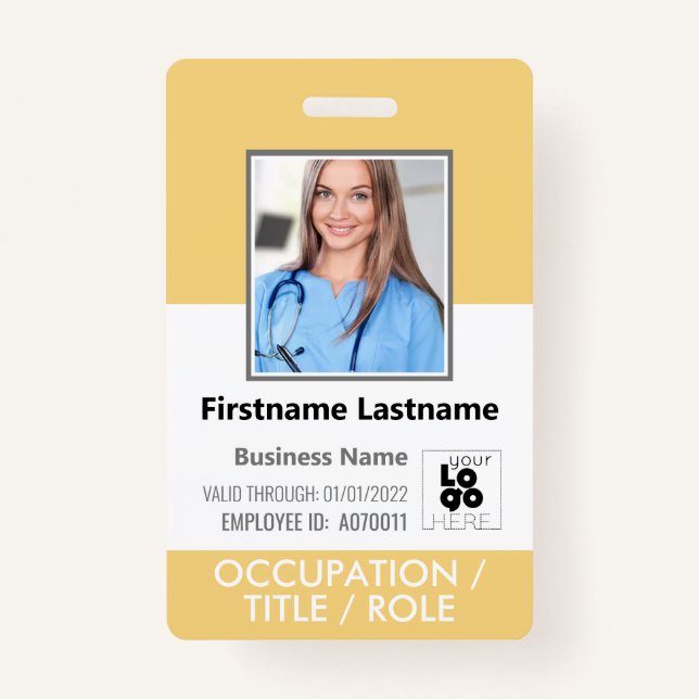 Badge ID photo du personnel Code-barres Logo Tournesol N (Devant)
