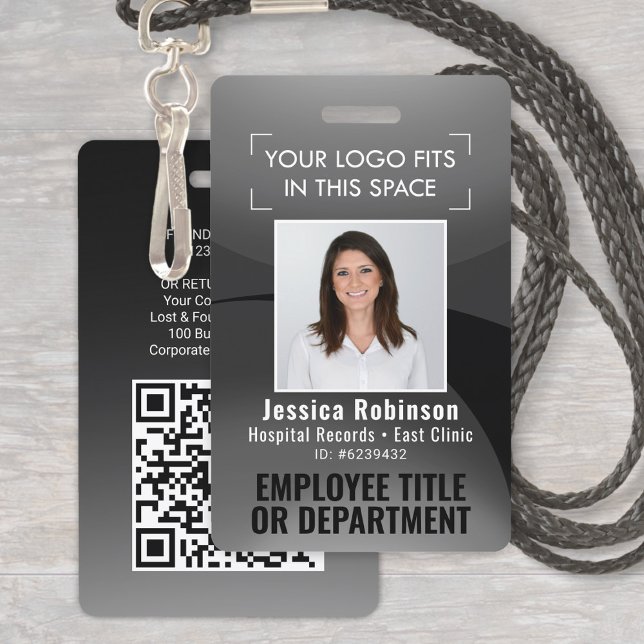 Badge ID photo employé Code QR Votre logo Arc noir Badg (Créateur téléchargé)