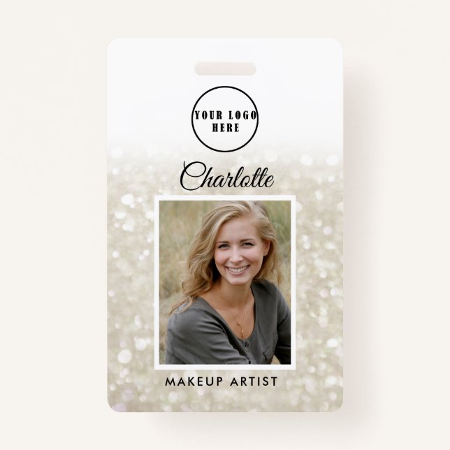 Badge ID photo employé de la Parties scintillant Silver- (Devant)