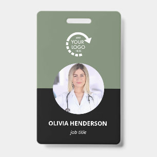 Badge ID photo employé du logo personnalisé Sage Green