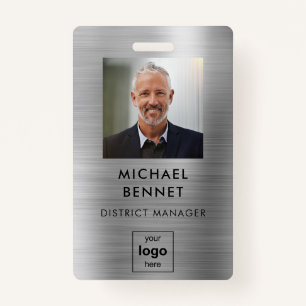 Badge ID photo employé Silver moderne