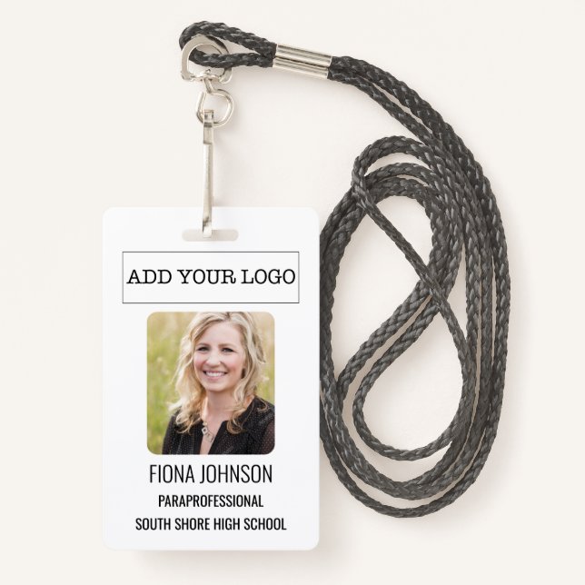 Badge ID photo employé simple (Devant avec lanière)
