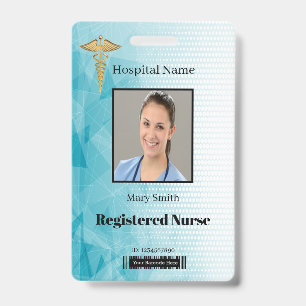 Badge ID photo géométrique verticale Caduceus