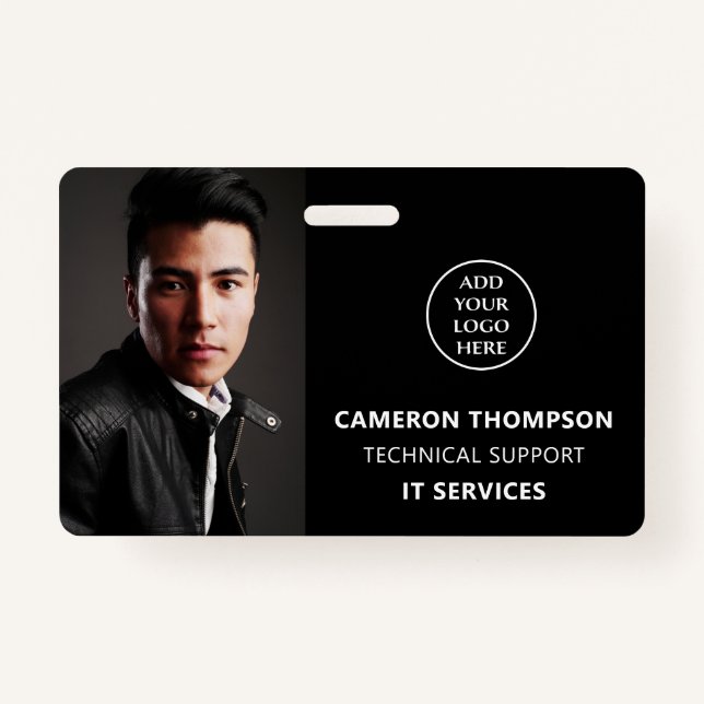Badge ID photo moderne Nom du personnel Titre du travail (Devant)