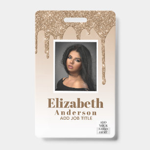 Badge ID PHOTO - Passe VIP employé Parties scintillant f