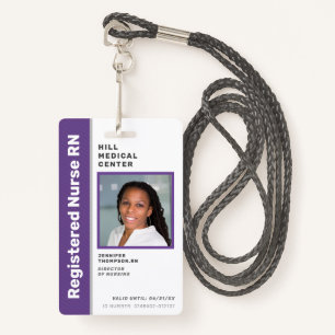 Badge ID photo violet de l'employé Médicale
