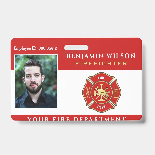 Badge ID pompier photo moderne (Front)