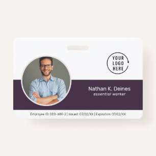 Badge ID pourpre ID photo de l'employé Sécurité de la