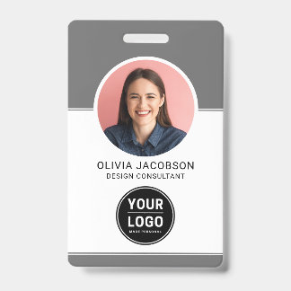 Badge ID QR photo d'employé d'entreprise moderne neutre 