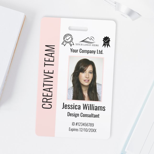 Badge ID rose pâle pour employé d'entreprise personnalis (Créateur téléchargé)