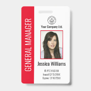Badge ID rouge employé d'entreprise personnalisé