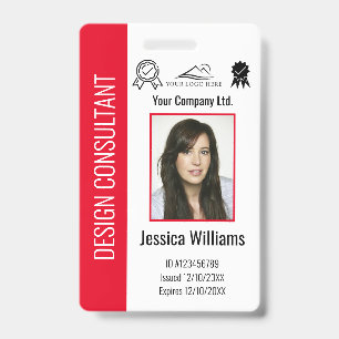 Badge ID rouge employé d'entreprise personnalisé