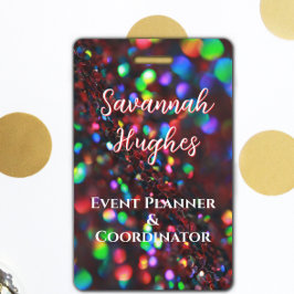 Badge ID scintillant rouge foncé