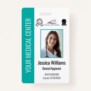 Badge ID Turquoise d'employé certifié Médicale personnal