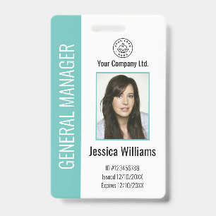 Badge ID Turquoise d'employé d'entreprise personnalisé