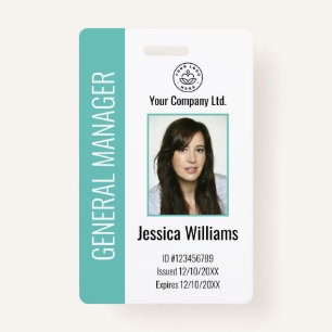 Badge ID Turquoise d'employé d'entreprise personnalisé