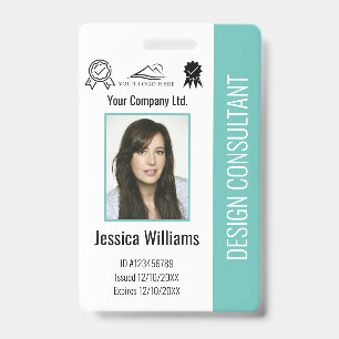 Badge ID Turquoise d'employé d'entreprise personnalisé m