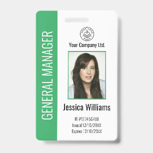 Badge ID vert employé de l'entreprise personnalisé