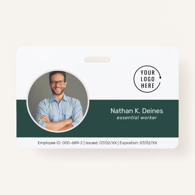 Badge ID vert | ID photo de l'employé Sécurité de la soc (Devant)