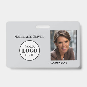 Badge Identifiant de l'employé comptable Photo GreyLogo 