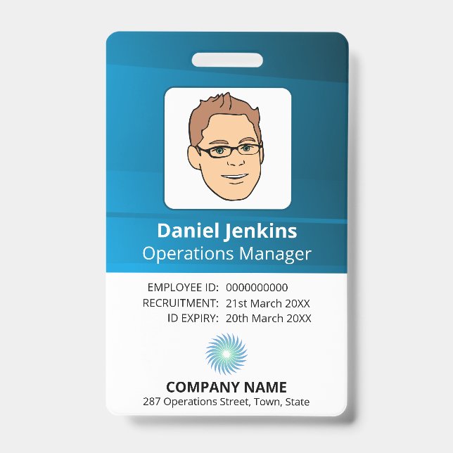 Badge Identifiant De L'Employé Du Gestionnaire Bleu Et B (Avant)