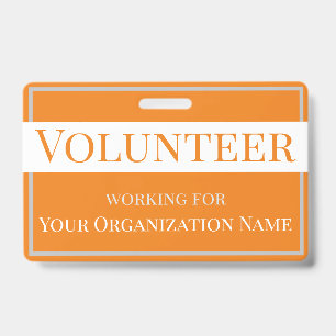 Badge Identifiant volontaire Orange et White personnalis