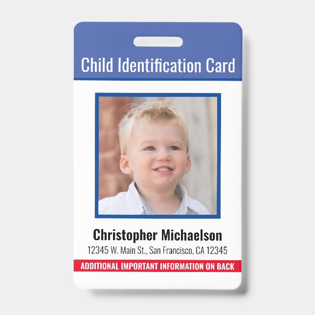 Badge Identification de l'enfant Allergie Médicale Urgen (Front)
