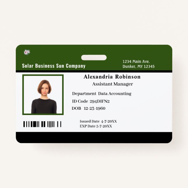 Badge Identification des employés de l'entreprise (Devant)