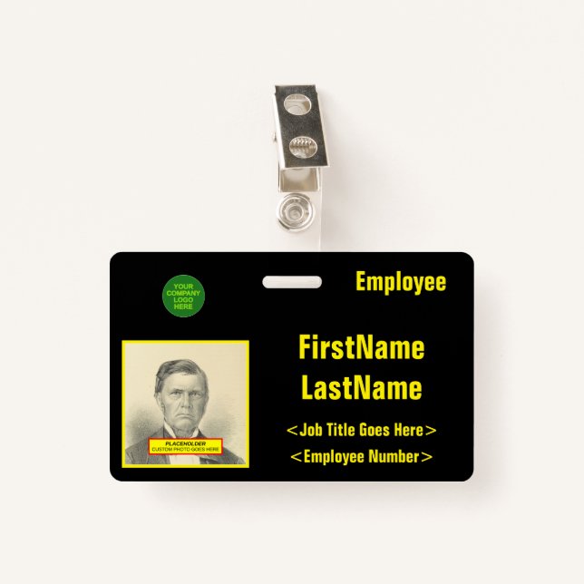Badge Identification du personnel qui s'attaque aux yeux (Devant avec clip)