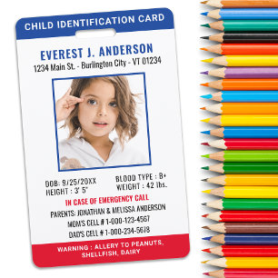 Badge Identification personnalisée de l'enfant par photo