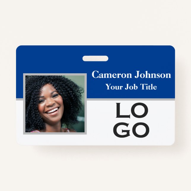 Badge Identification photo avec logo personnalisé sur bl (Devant)