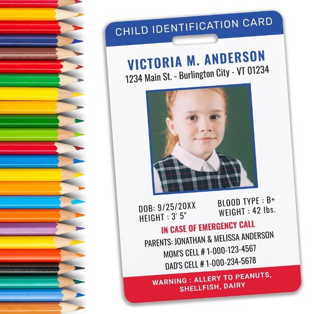 Badge Identification simple par photo Urgence ID enfant (Créateur téléchargé)
