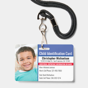Badge Identité de l'enfant en cas d'urgence médicale all