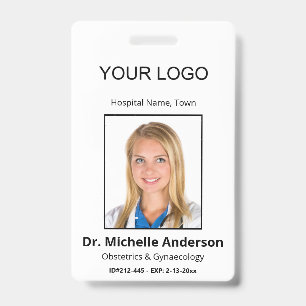 Badge Identité de photo de docteur blanc uni personnalis