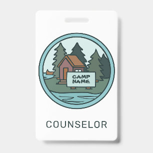 Badge Île de cabane de camp d'été pour jeunes avec ensei