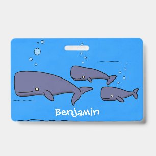 Badge Illustration de baleines de dessin animé mignonnes