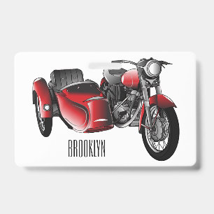Badge Illustration de bande dessinée de moto avec side-c