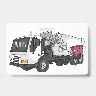 Badge Illustration de camion à ordures de dessin animé