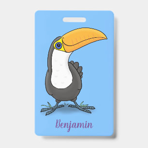 Badge Illustration de cartoon de toucan heureux mignon